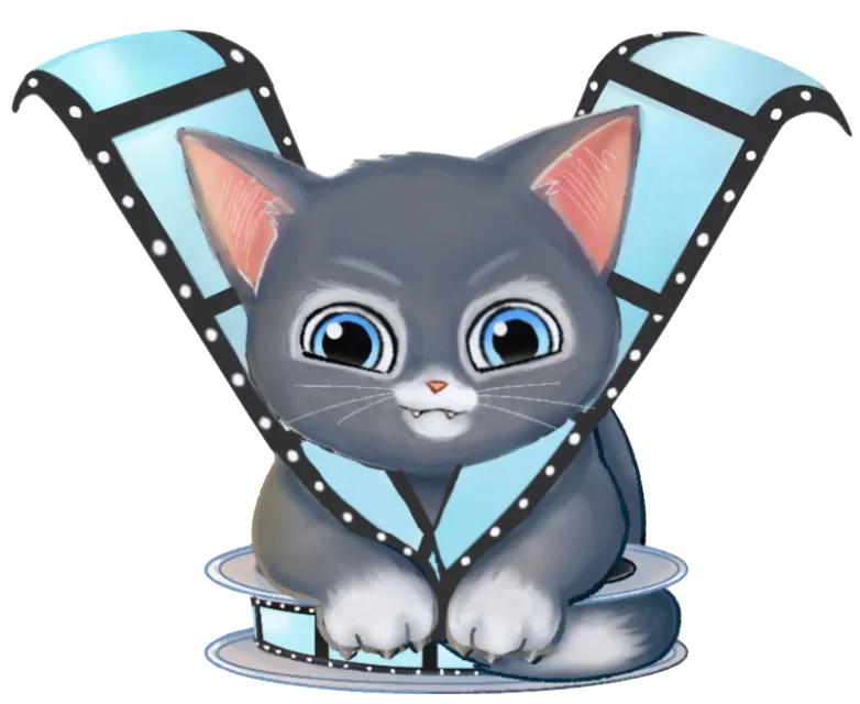 VCAT mascot — a kitten wrapped in a film strip
